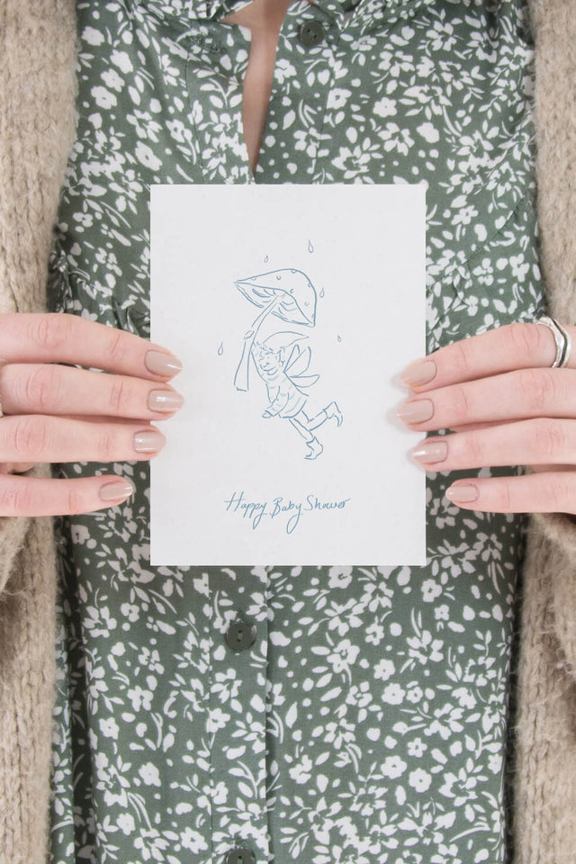 Baby shower card for a boy, by Carla Gebhard.