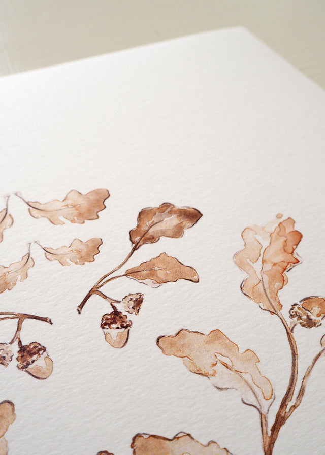 Art Print - Acorn + Oak Leaf Pattern