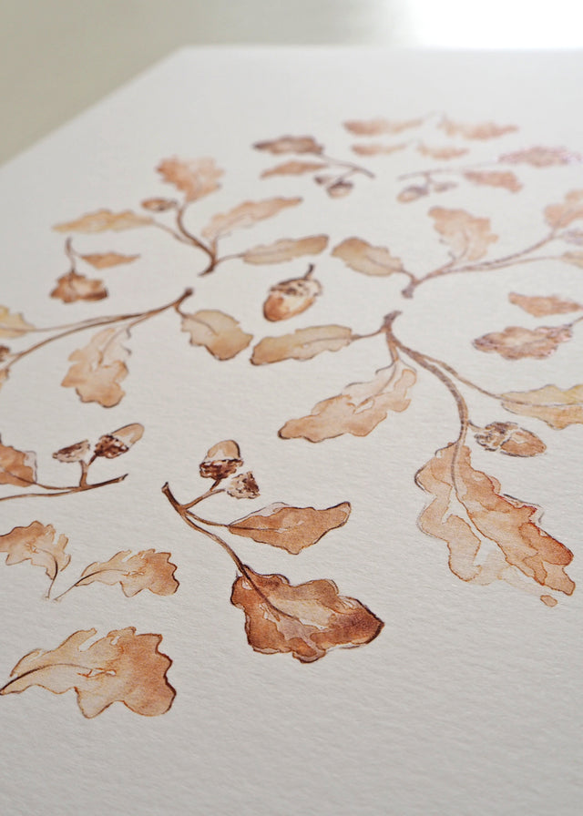 Art Print - Acorn + Oak Leaf Pattern
