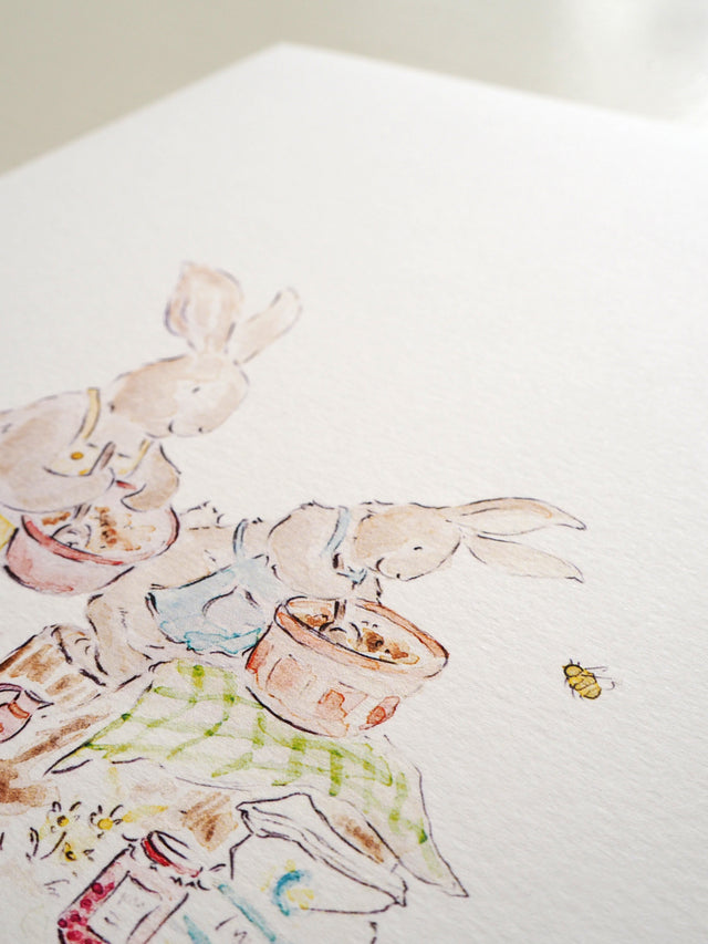 Baking Bunnies Nursery Print