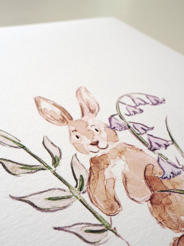 Art Print - Woodland Animal - Floral Rabbit