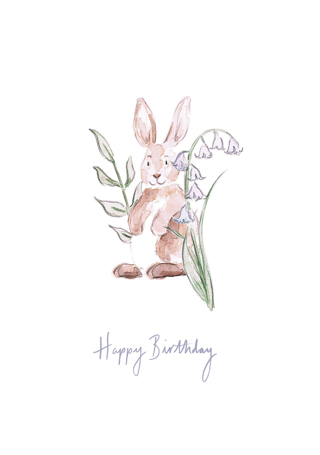 Rabbit birthday card, by Carla Gebhard.