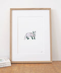 Framed watercolour art print of a badger, painted by Carla Gebhard.
