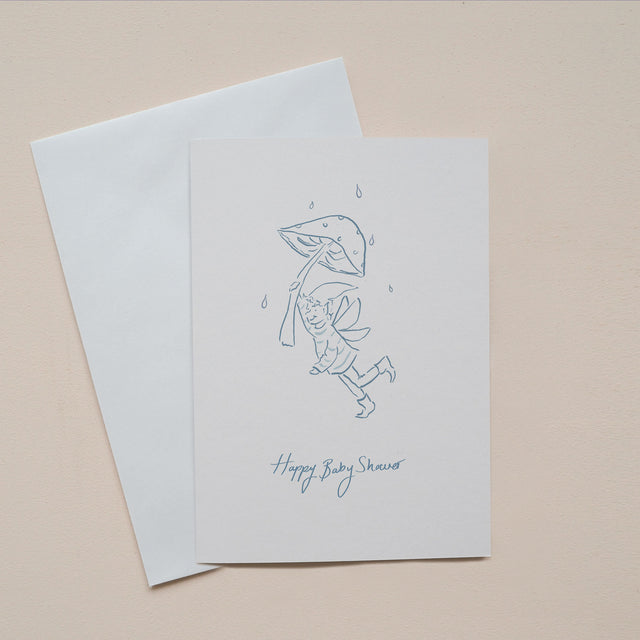 Baby shower card for a boy, by Carla Gebhard.