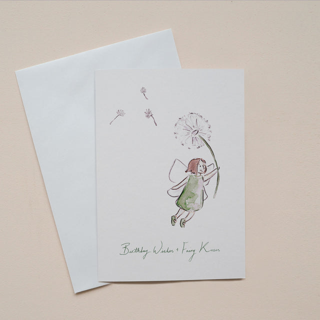 Birthday wishes and fairy kisses, birthday card, by Carla Gebhard.