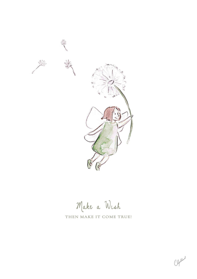 'Make a wish' dandelion fairy print, by Carla Gebhard.