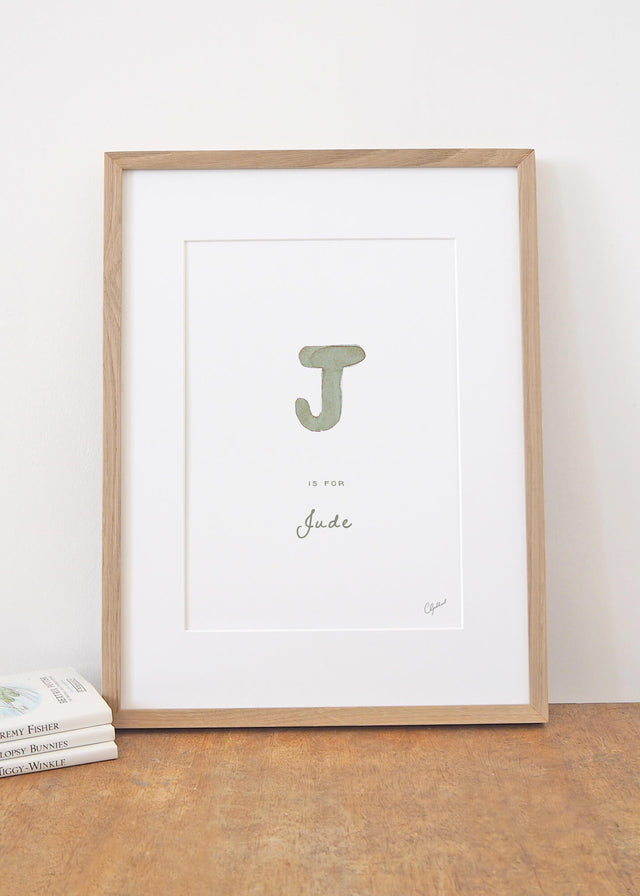 Personalised letter 'J' name print, by Carla Gebhard.