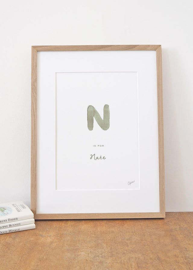 Personalised letter 'N' name print, by Carla Gebhard.