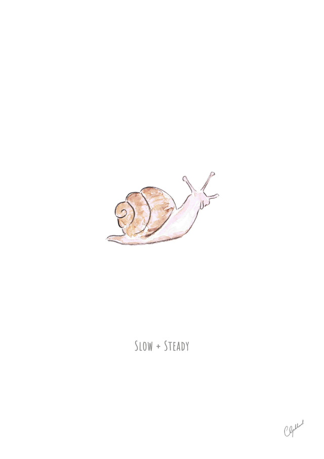 'Slow and steady' snail art print, by Carla Gebhard.