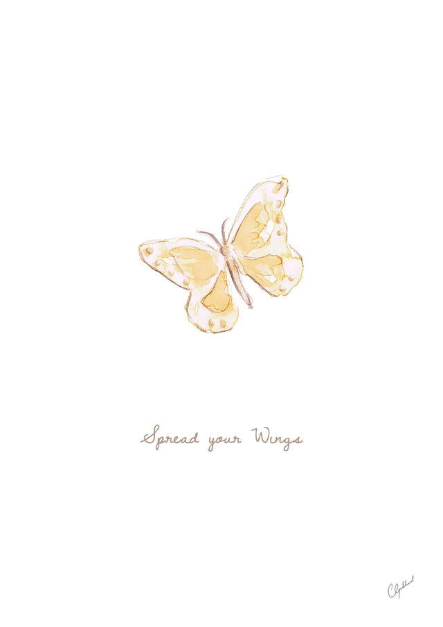 'Spread your wings' yellow butterfly print, by Carla Gebhard.