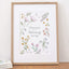 Framed personalised 'blooming lovely' flower print, by Carla Gebhard.